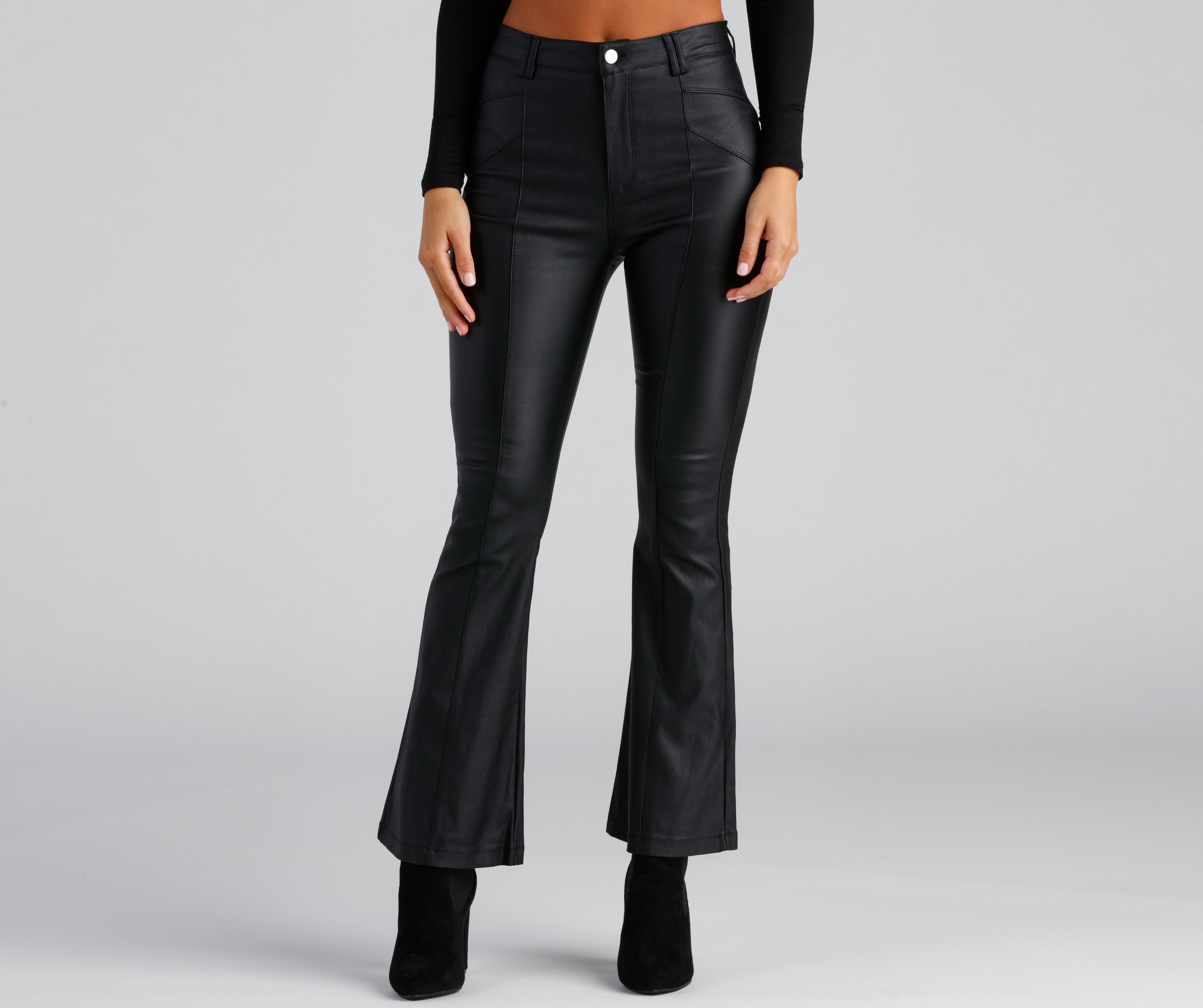 Coated In Chic Seam Flare Pants