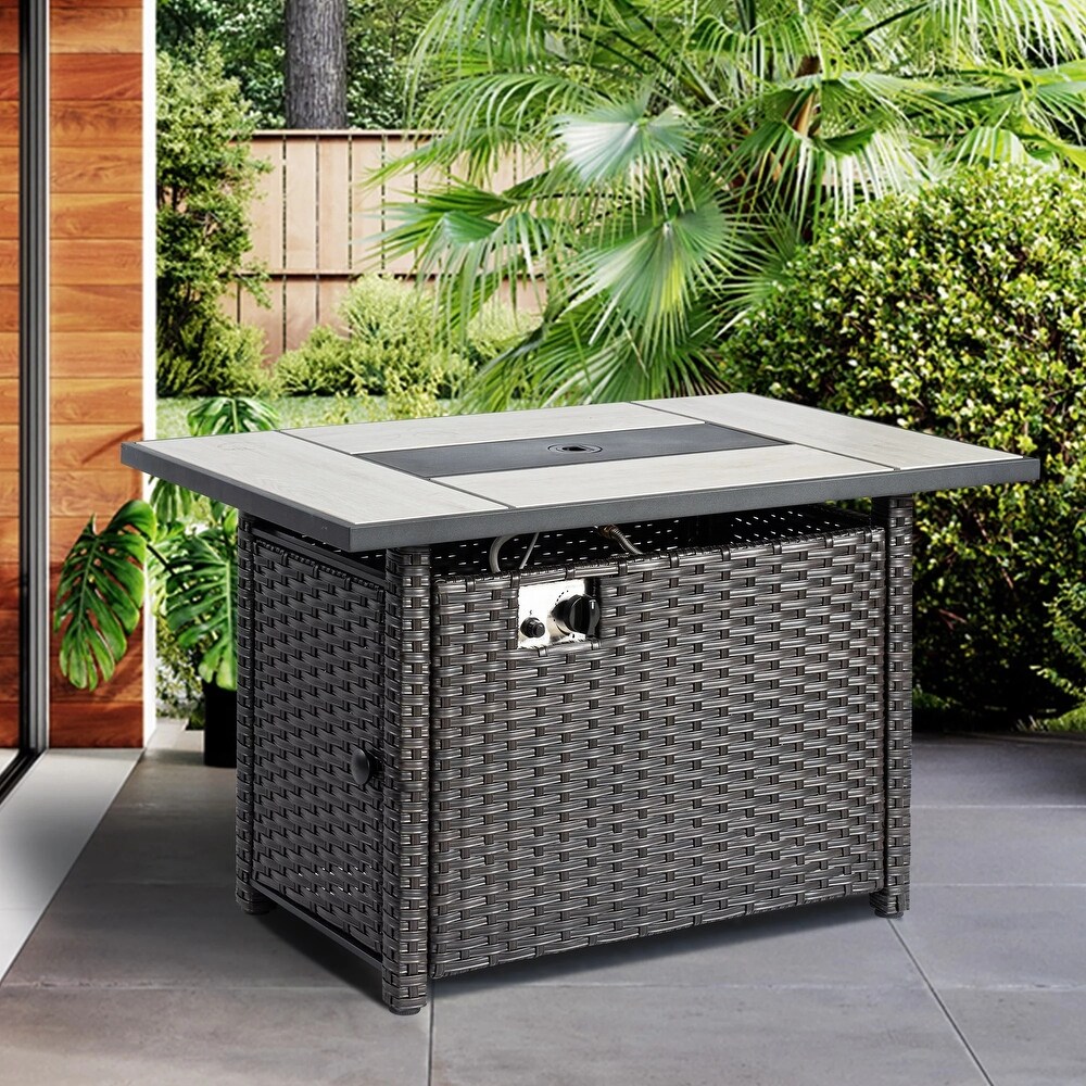 Patio Outdoor Gas Fire Pit Table  43 Inch 50 000 BTU Rectangle Patio Propane Fire Pit Table   32 inch