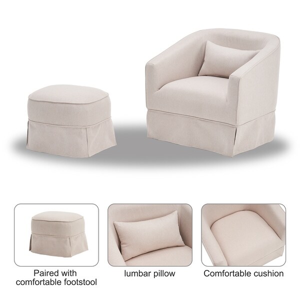 Swivel Barrel Chair With Ottoman，Swivel Accent Chairs Armchair for Living Room