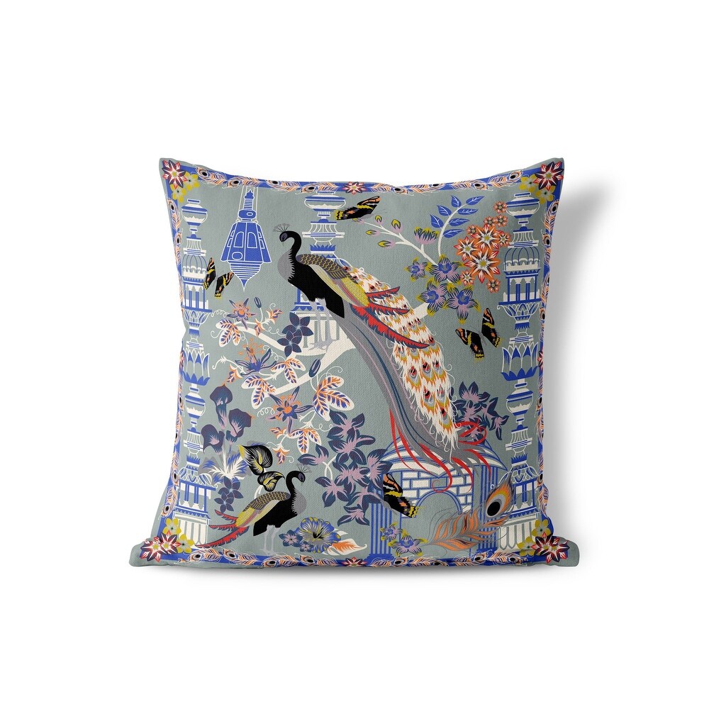 Amrita Sen Peacock Paradise Indoor Outdoor Pillow Zip