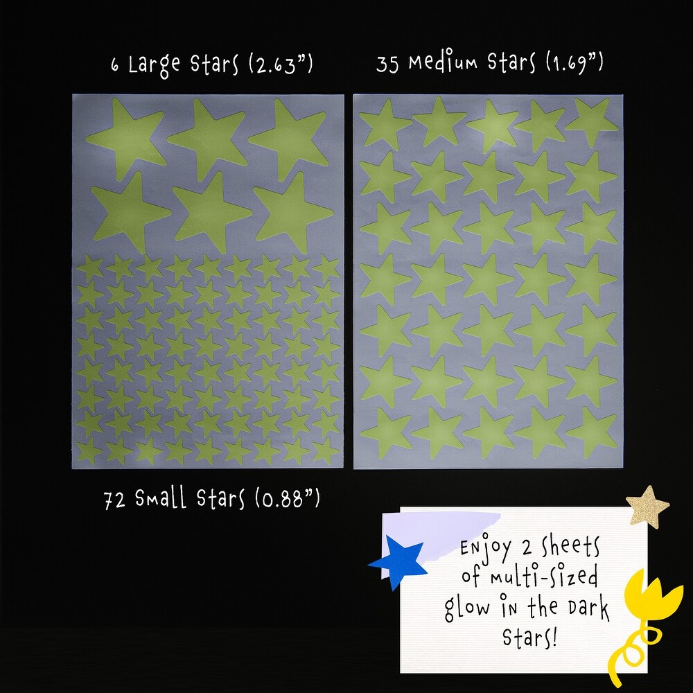 Aurora Home Keedle Doodle DIY Curtain Decoration Set with 2 Blackout Curtains and Glow in the Dark Star Stickers