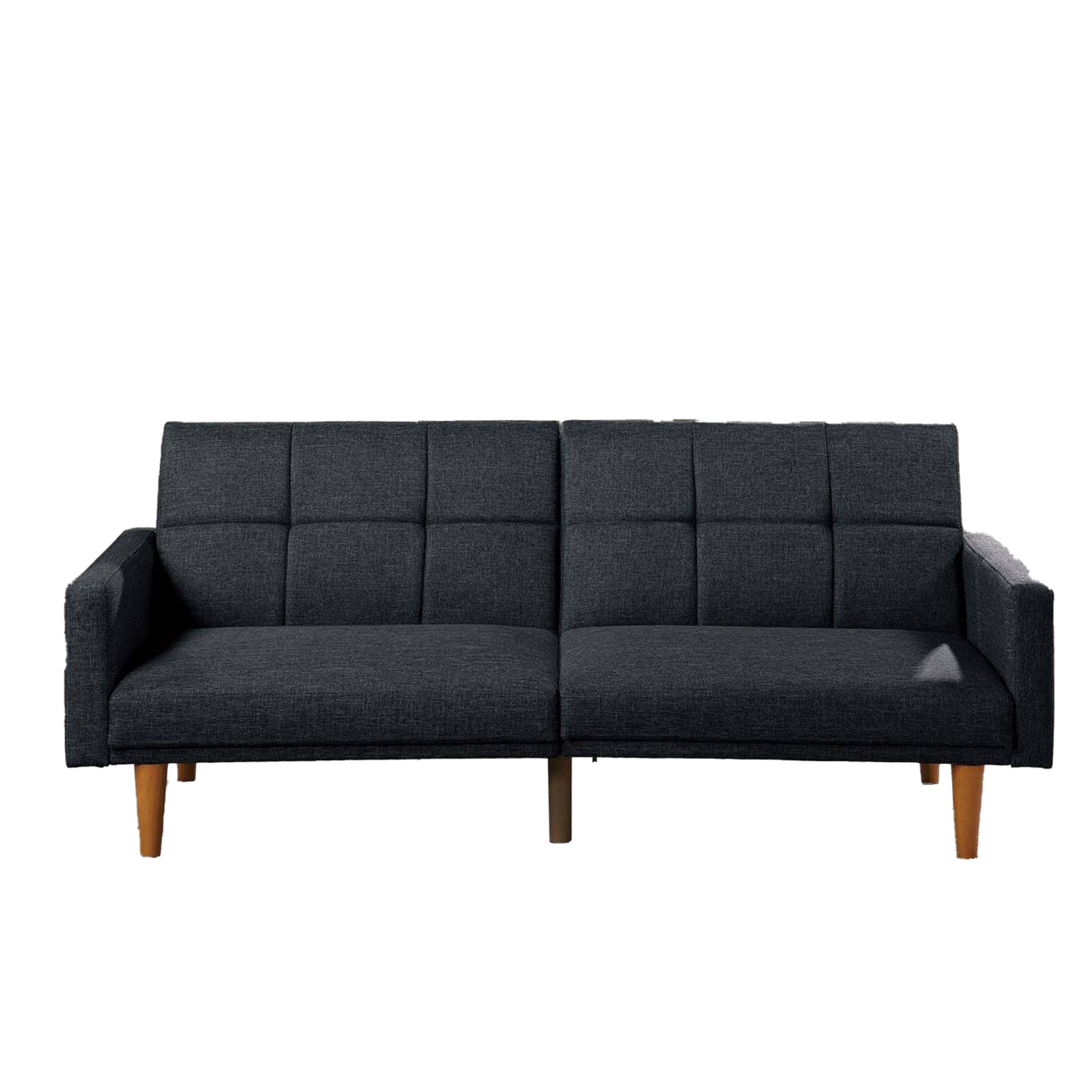 Fabric Adjustable Sofa with Square Tufted Back, Dark Gray- Saltoro Sherpi