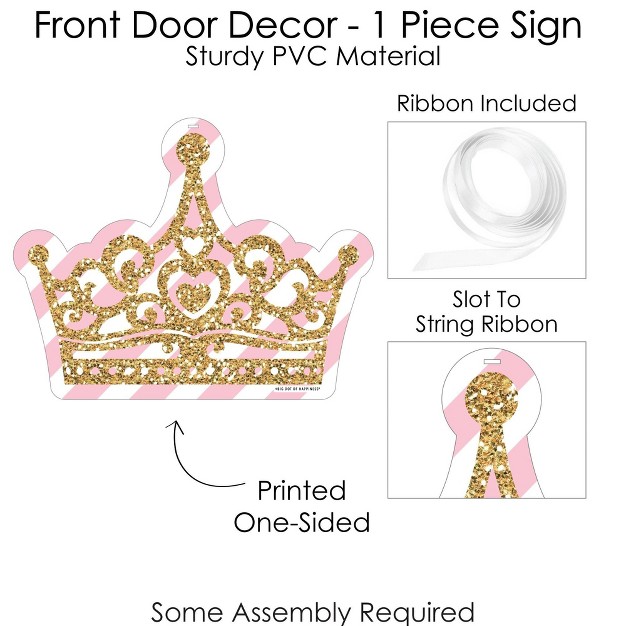 Big Dot Of Happiness Little Princess Crown Hanging Porch Pink amp Gold Baby Shower Or Birthday Party Outdoor Decor Front Door Decor 1 Piece Sign