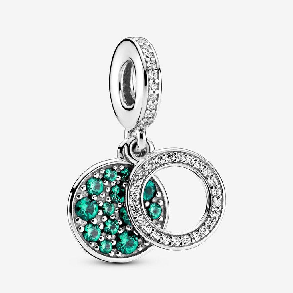 PANDORA  Sparkling Green Disc Double Dangle Charm