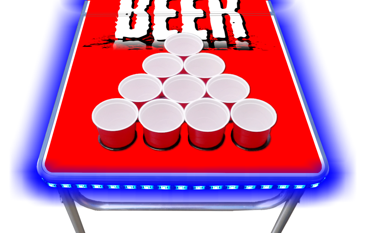 8-Foot Professional Beer Pong Table w/ Cup Holes & LED Glow Lights - Beer Pong Edition