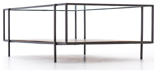 Ferguson Coffee Table Dark Iron  Aged Brown  Tempered Glass   Transitional   Coffee Tables   by Rustic Home Furniture Deco  Houzz