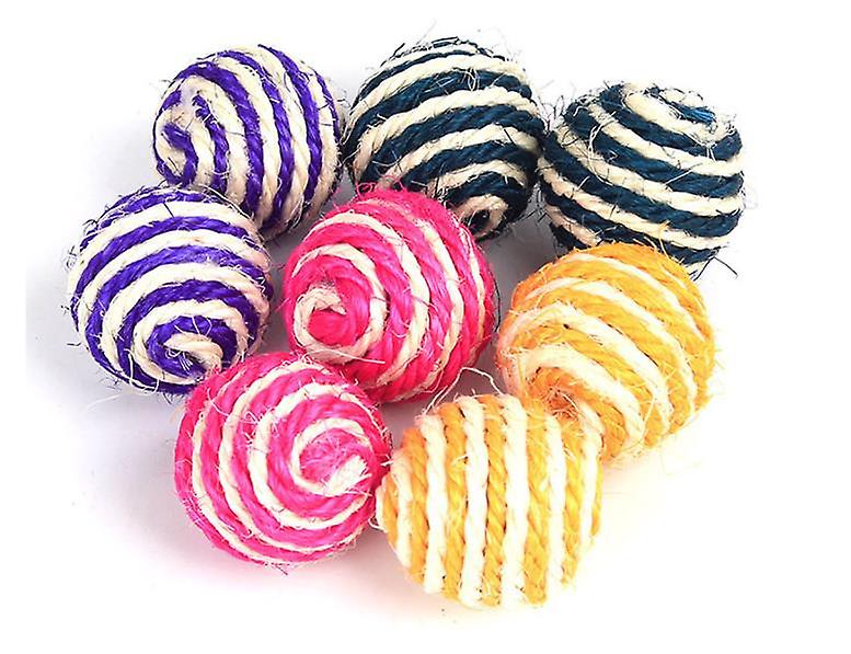 Miman Cat Toy Sisal Ball Funny Cat Toy Pet Cat Toy Cat Toy Favorite Toy Grinding Claw Toy 4cm Diameter Random Color 10pcs