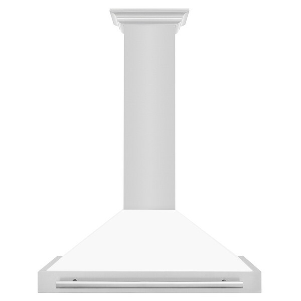 ZLINE Stainless Steel Range Hood with White Matte Shell and Stainless Steel Handle (KB4STX-WM)