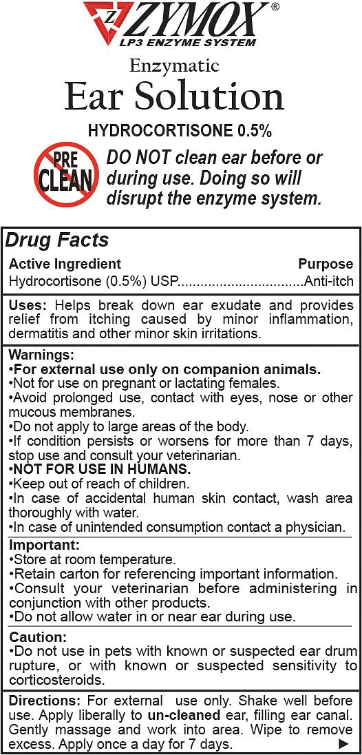 Zymox Ear Solution with .5% Hydrocortisone for Dogs and Cats， 1.25-oz bo andndash; Pet Empire and Supplies