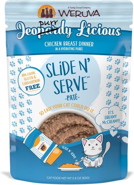 Weruva Slide N' Serve Jeopurrdy Licious Chicken Dinner Pate Grain-Free Cat Food Pouches