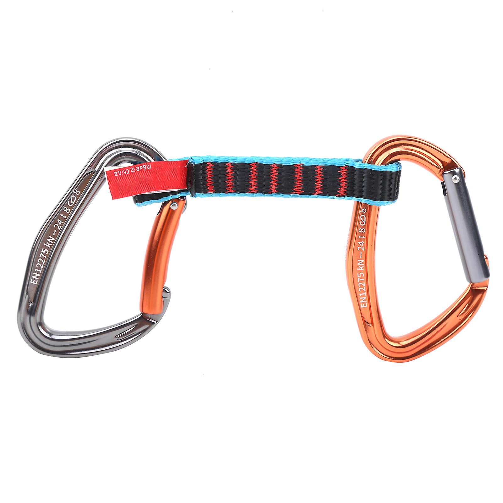 Outdoor Climbing Protection Quickdraw Nylon Flat Belt Carabiner Straight Curved Door