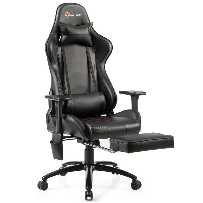 Massage Gaming Chair, Adjustable Ergonomic High-Back E-Sports Racing Chair, Swivel Office PC Chair with Footrest & Lumbar Support