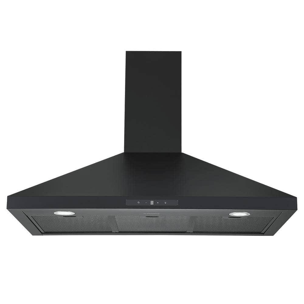 Ancona 36 in 440 CFM Convertible Wall Mount Pyramid Range Hood with LED Lights in Matte Black