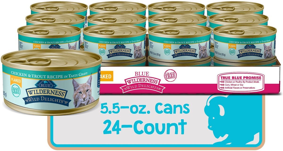 Blue Buffalo Wilderness Wild Delights Flaked Chicken and Trout Grain-Free Canned Cat Food