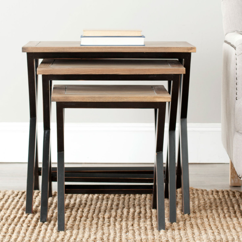 Rigsby Stacking Tray Tables  Black Oak   Industrial   Coffee Table Sets   by Rustic Home Furniture Deco  Houzz