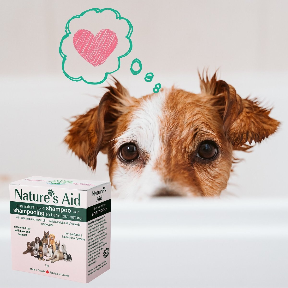 Nature's Aid True Natural Solid Unscented Aloe and Oatmeal Dog Shampoo Bar