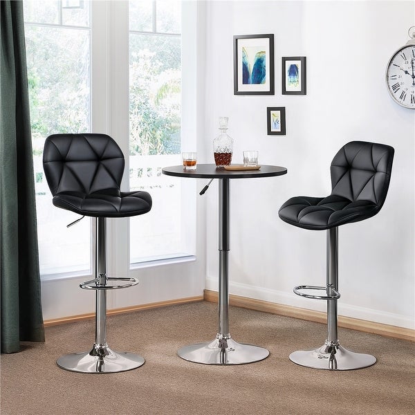 Yaheetech Adjustable Faux Leather Swivel Armless Bar Stool， Set of 2