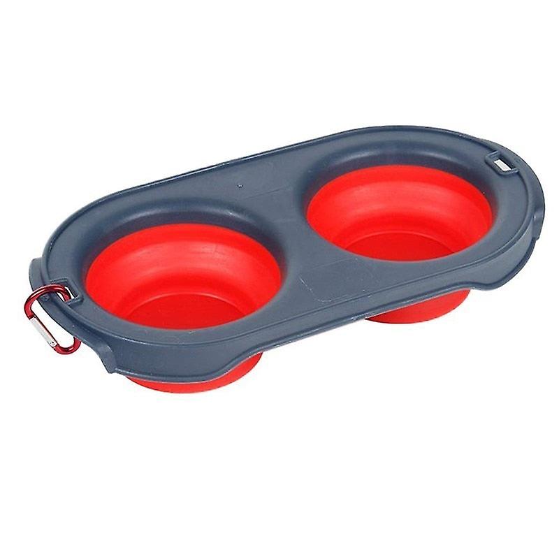 Silicone double collapsible dog bowl