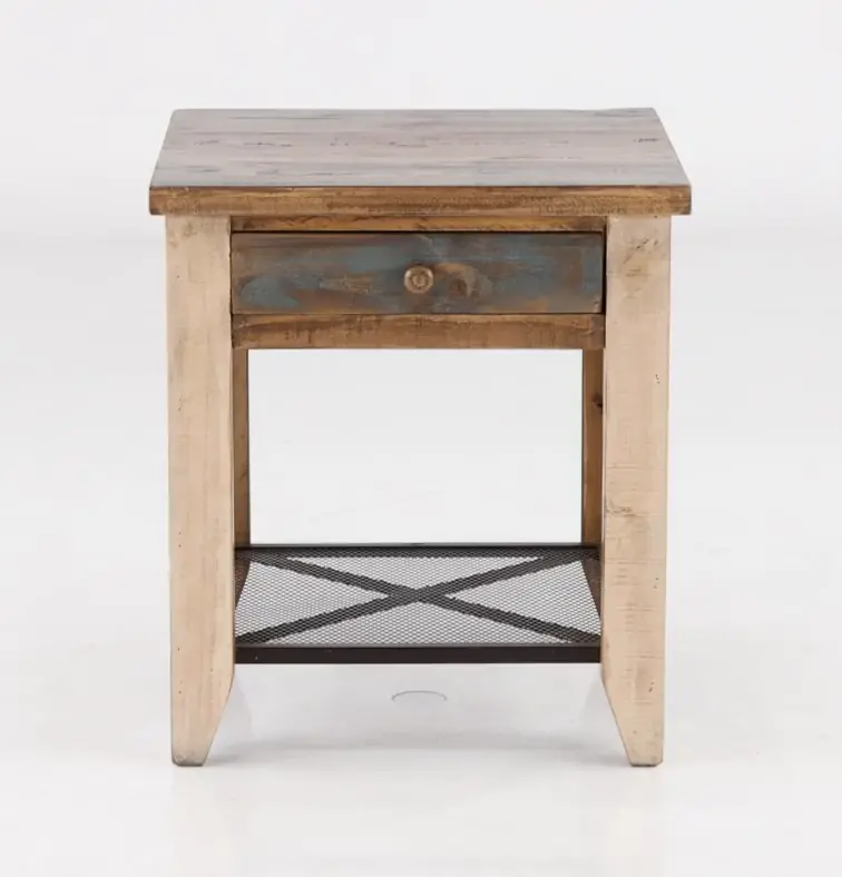 Tanmeron Pine Two Tone Brown End Table