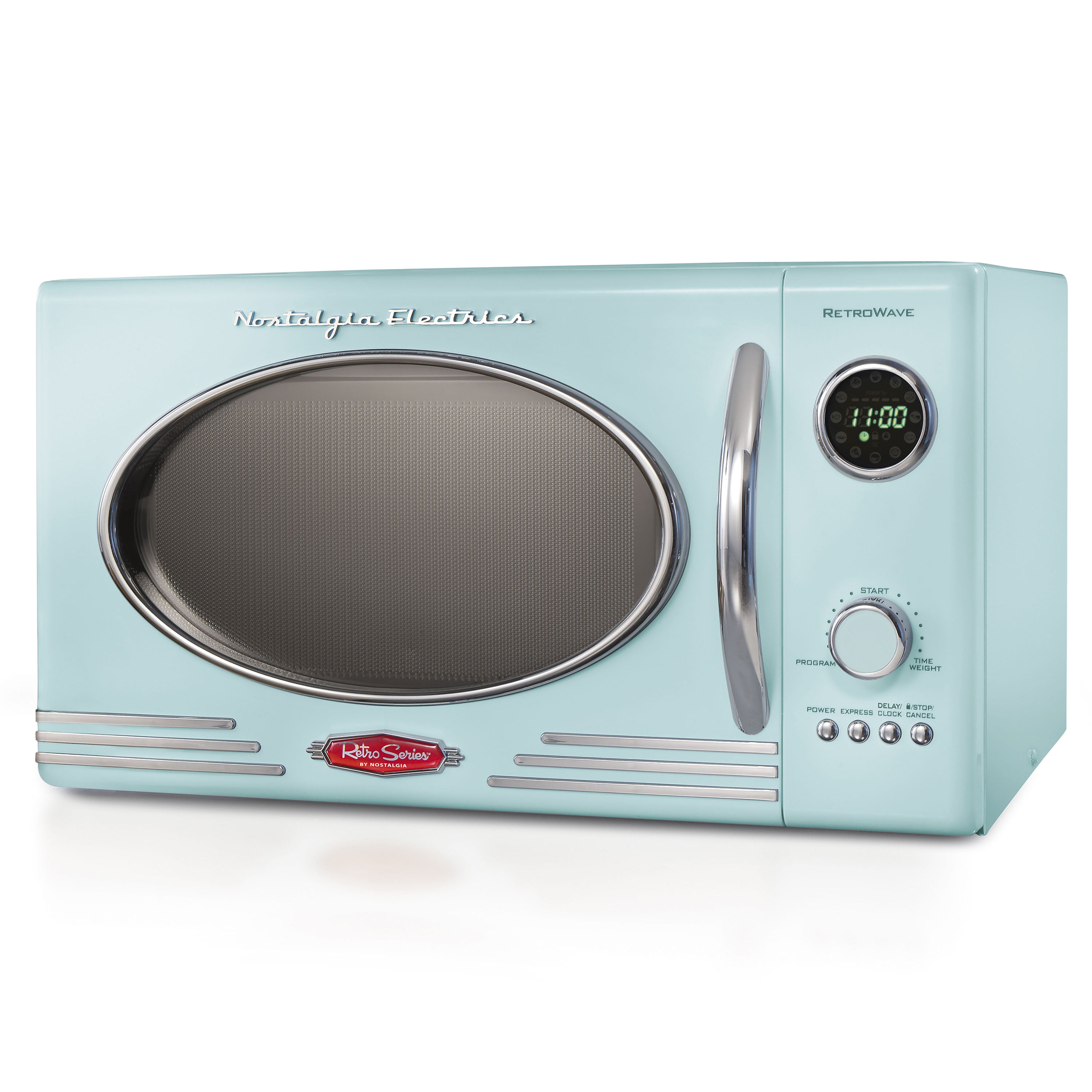 Nostalgia NRMO9AQ Retro Microwave Oven - 0.9 Cu. Ft. Aqua