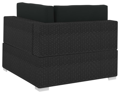 vidaXL 4 Seater Sofa Couch with Cushions Patio Wicker Furniture PE Rattan Black   Tropical   Outdoor Sofas   by vidaXL LLC  Houzz