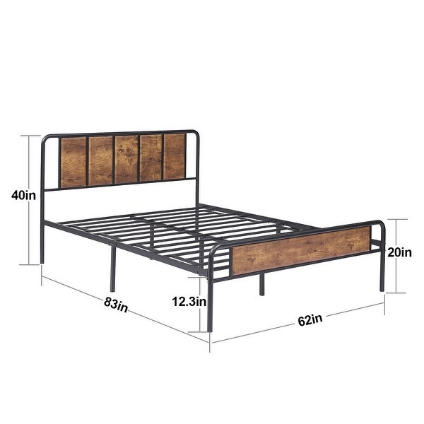 Taomika 3-pieces Industrial Bedroom Set Rustic Brown Bed Frame and Nightstands - - 35937072