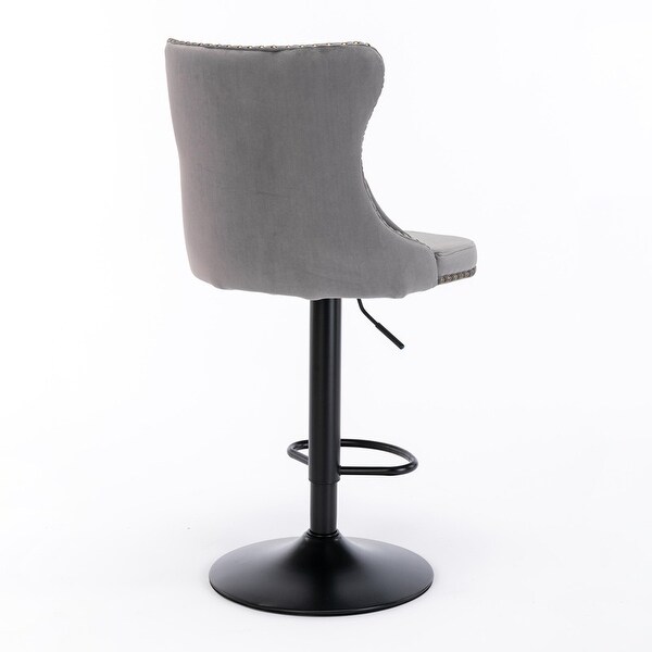 2PCS Adjusatble Swivel Velvet Upholstered Tufted Bar Stools