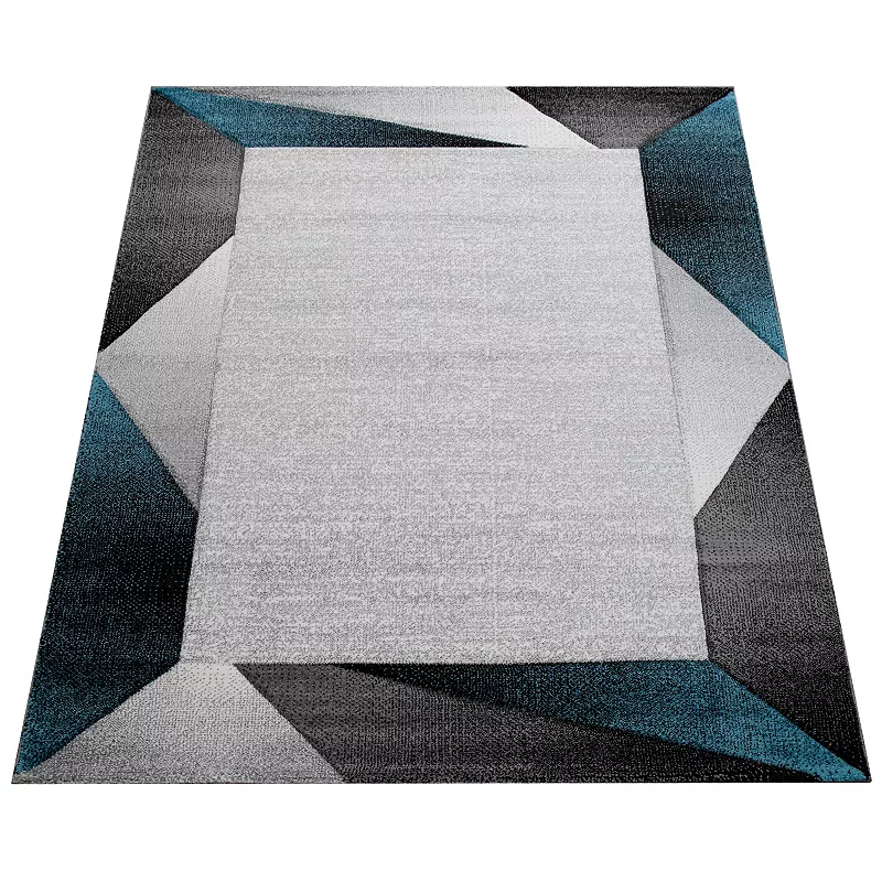 Designer Rug Modern Geometric Pattern With Contour Cut