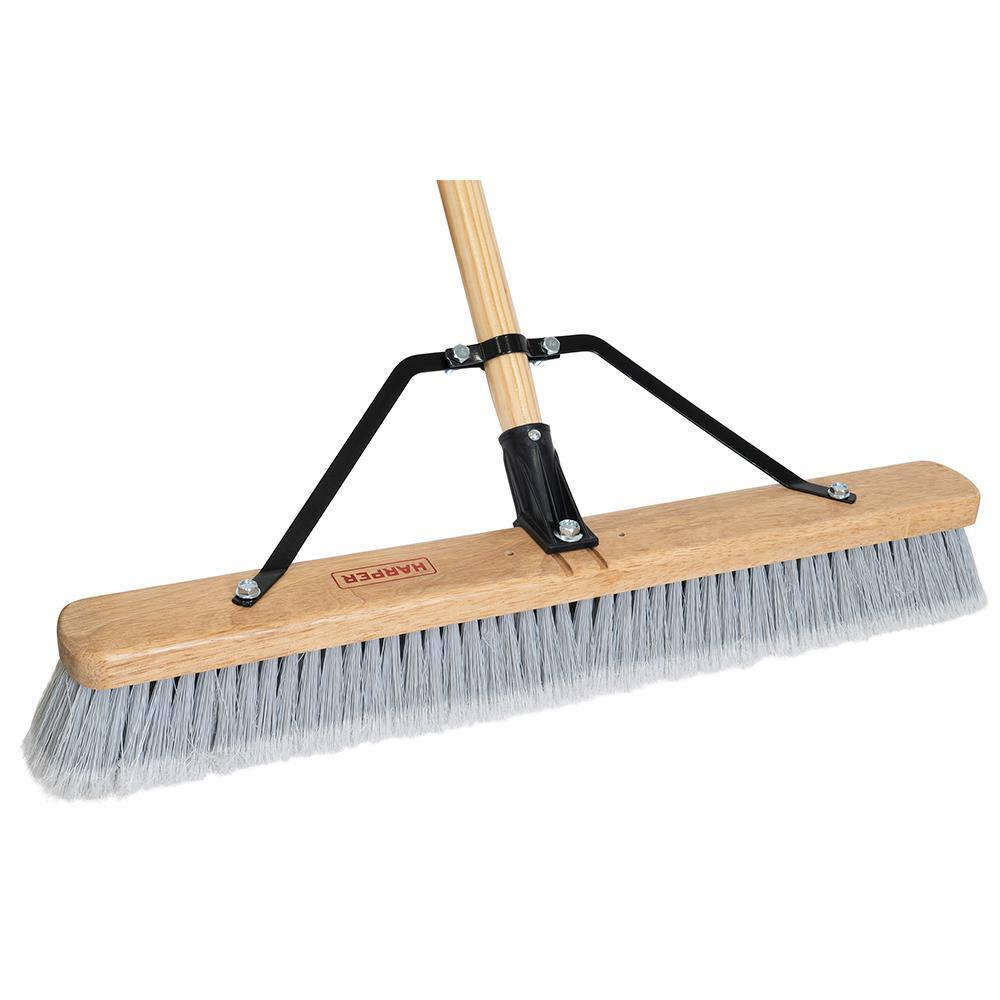 HARPER 24 in. Indoor HardwoodSteel Handle Push Broom for Pet Hair Sand Saw Dust and Wood Shavings 20201043