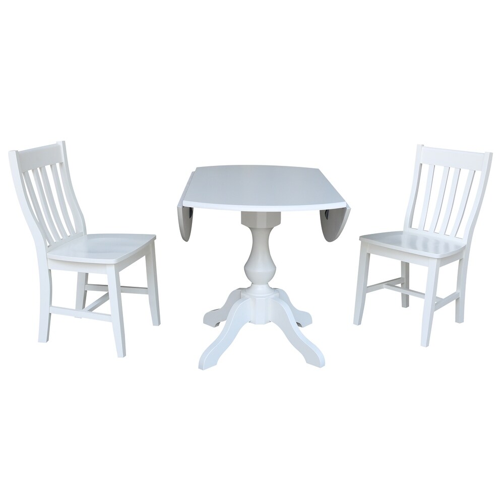 42 In Round Pedestal Drop Leaf Table with 2 Chairs