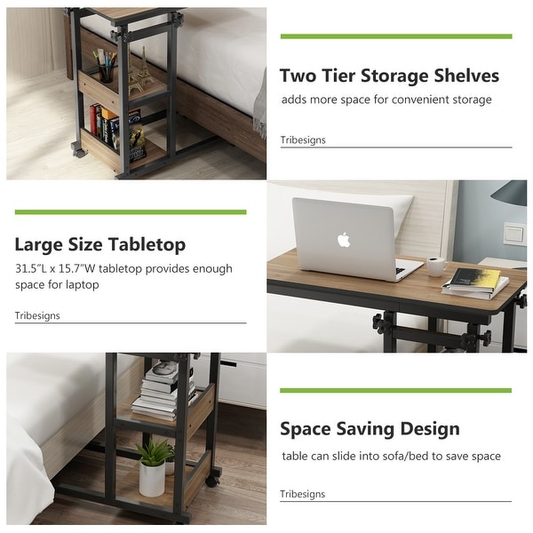 Height Adjustable C Table， Sofa Bedside Laptop Snack Side Table