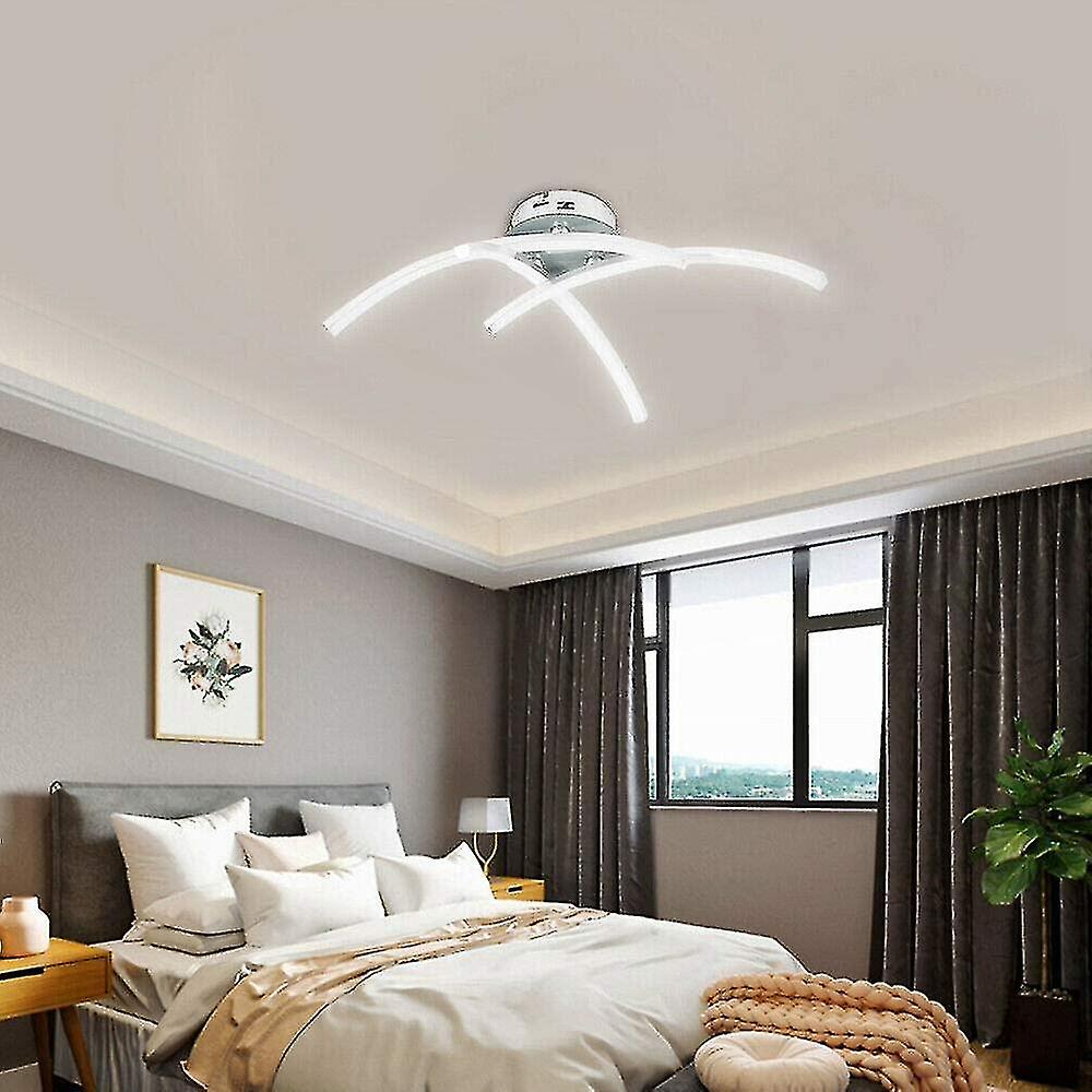 Led Ceiling Light， Modern Design Curved Ceiling Chandelier Lamp With 3 Curved Lights For Living Room Bedroom Dining Room 18w (cool White)