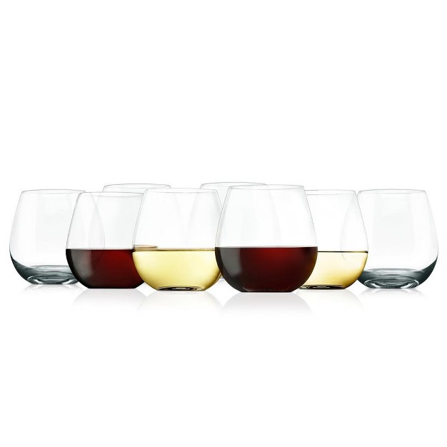 Nutrichef 8 Pcs Of Crystal clear Stemless Wine Glasses Ultra Clear And Thin Elegant Clear Wine Glasses Hand Blown