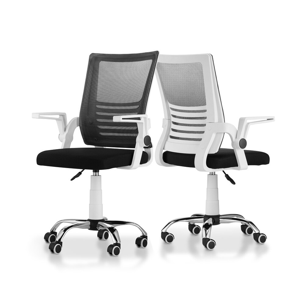 Moss Contemporary White Fabric Height Adjustable Desk Chair by Furniture of America