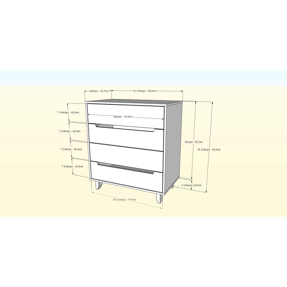 Nexera Modern 4 Drawer Chest in White and Natural Maple