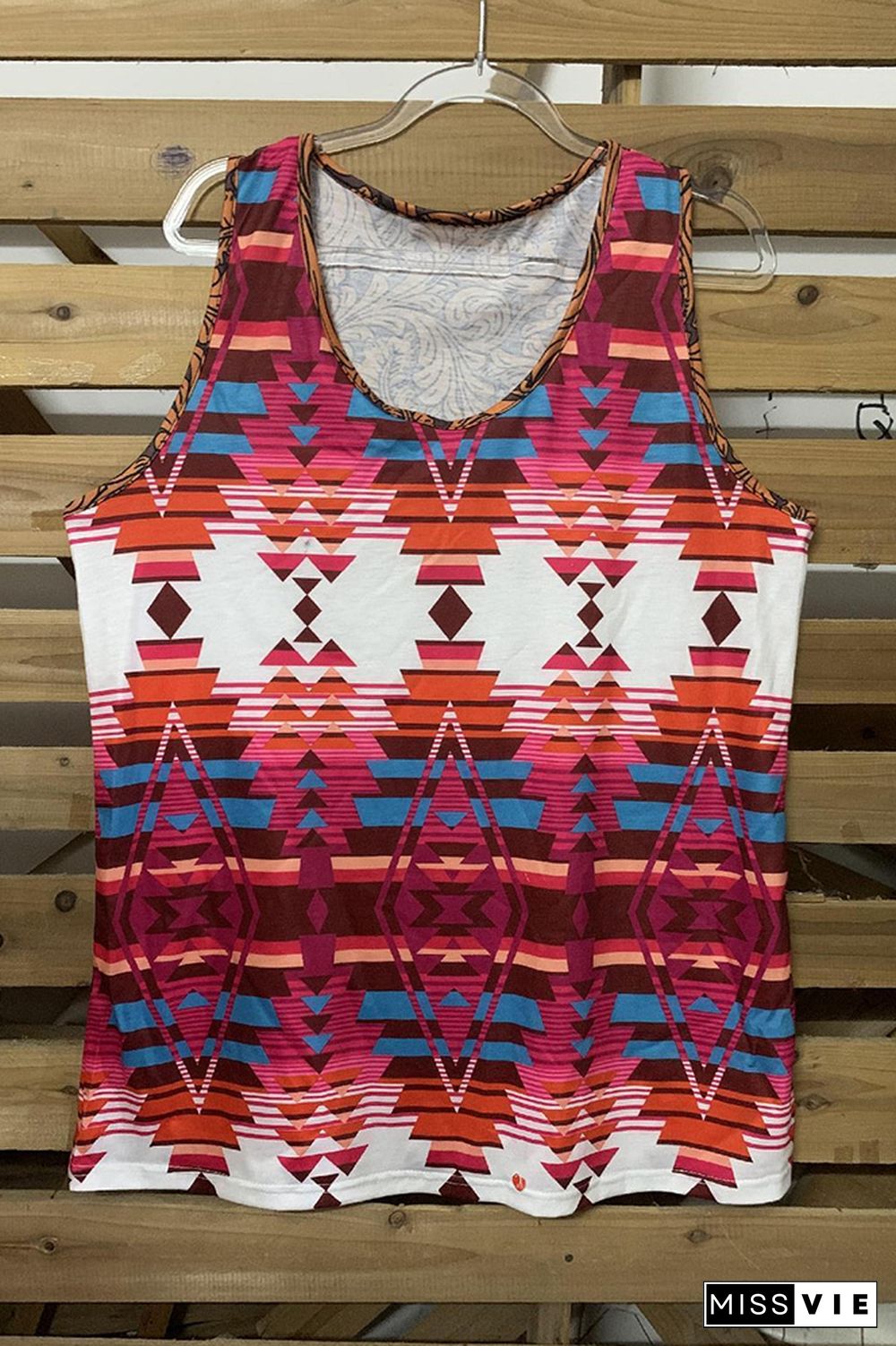 Geometric Western Print Sleeveless Tank Top