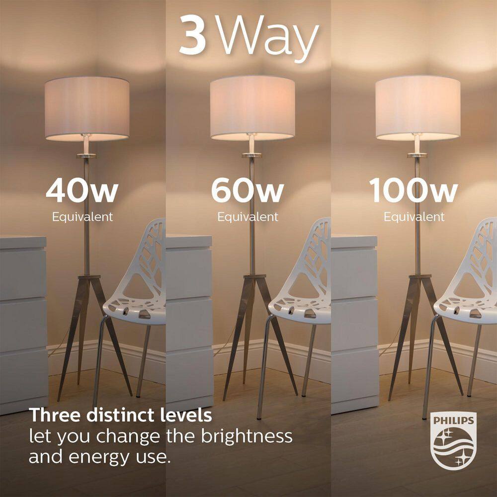 Philips 40-Watt60-Watt100-Watt Equivalent 3-Way A21 E26 LED Light Bulb Soft White 2700K (1-Pack) 571513