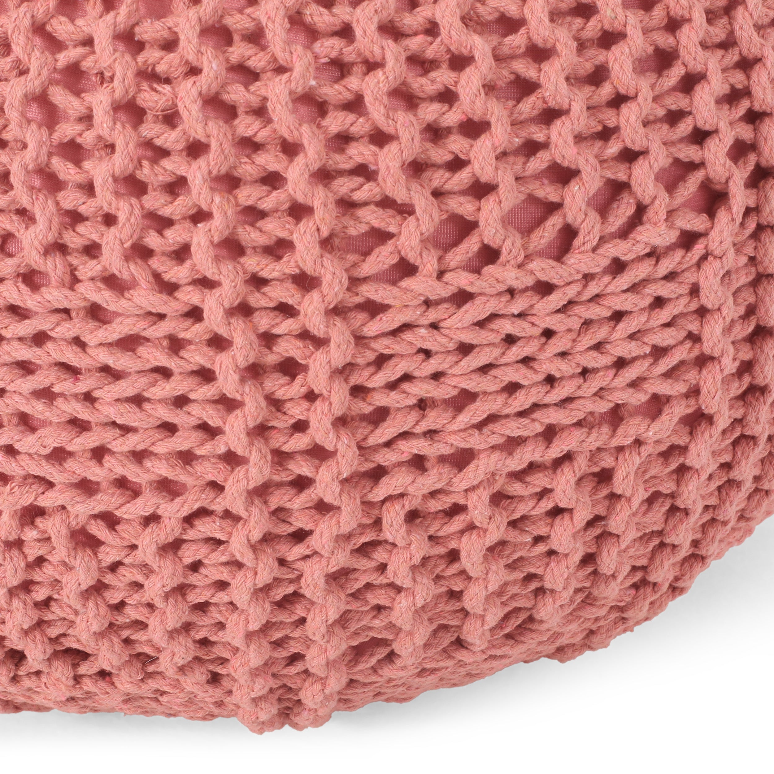 Sardis Modern Knitted Cotton Round Pouf