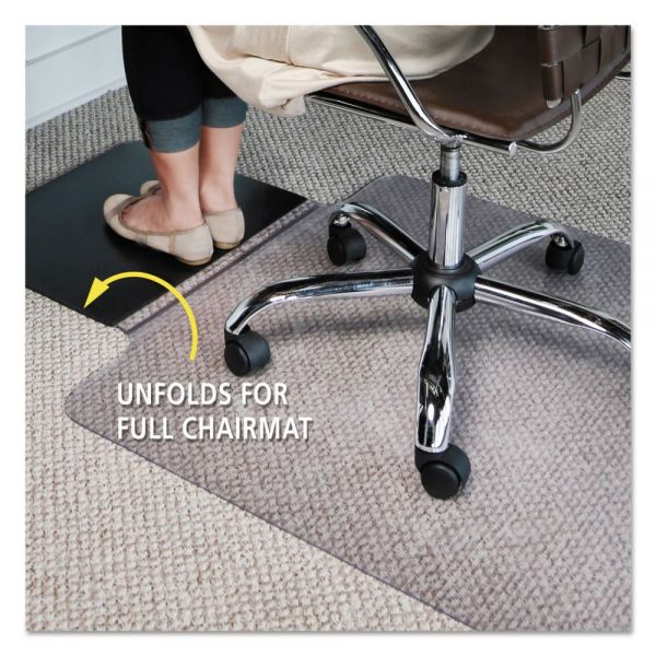 ES Robbins Sit or Stand Mat for Carpet or Hard Floors， 36 x 53 with Lip， Clear/Black