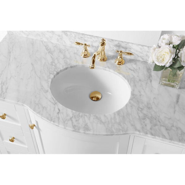 Lauren White 48-Inch Vanity Console with Mirror and Gold Hardware