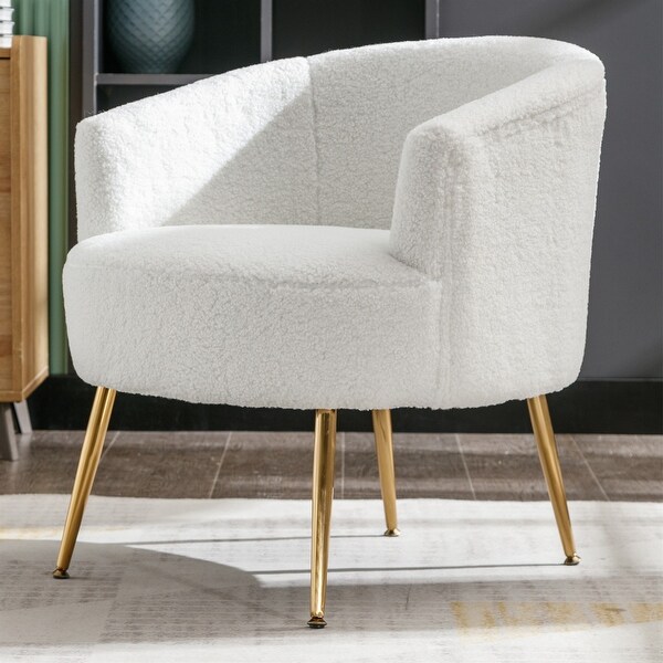 Fabric Armchair Accent Tub Barrel Chair with Gold Metal Legs