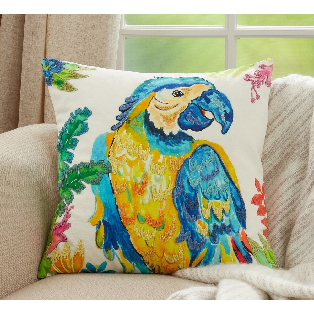 Throw Pillow With Parrot Design