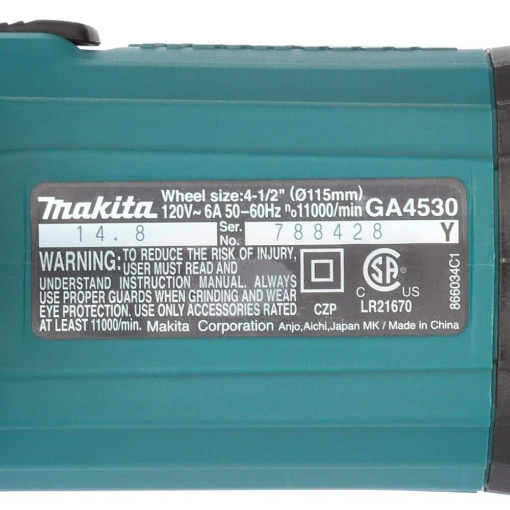 Makita 8 Amp 1 in. Corded SDS-Plus Concrete/Masonry AVT Rotary Hammer Drill with 4-1/2 in. Corded Angle Grinder with Hard Case HR2641X1