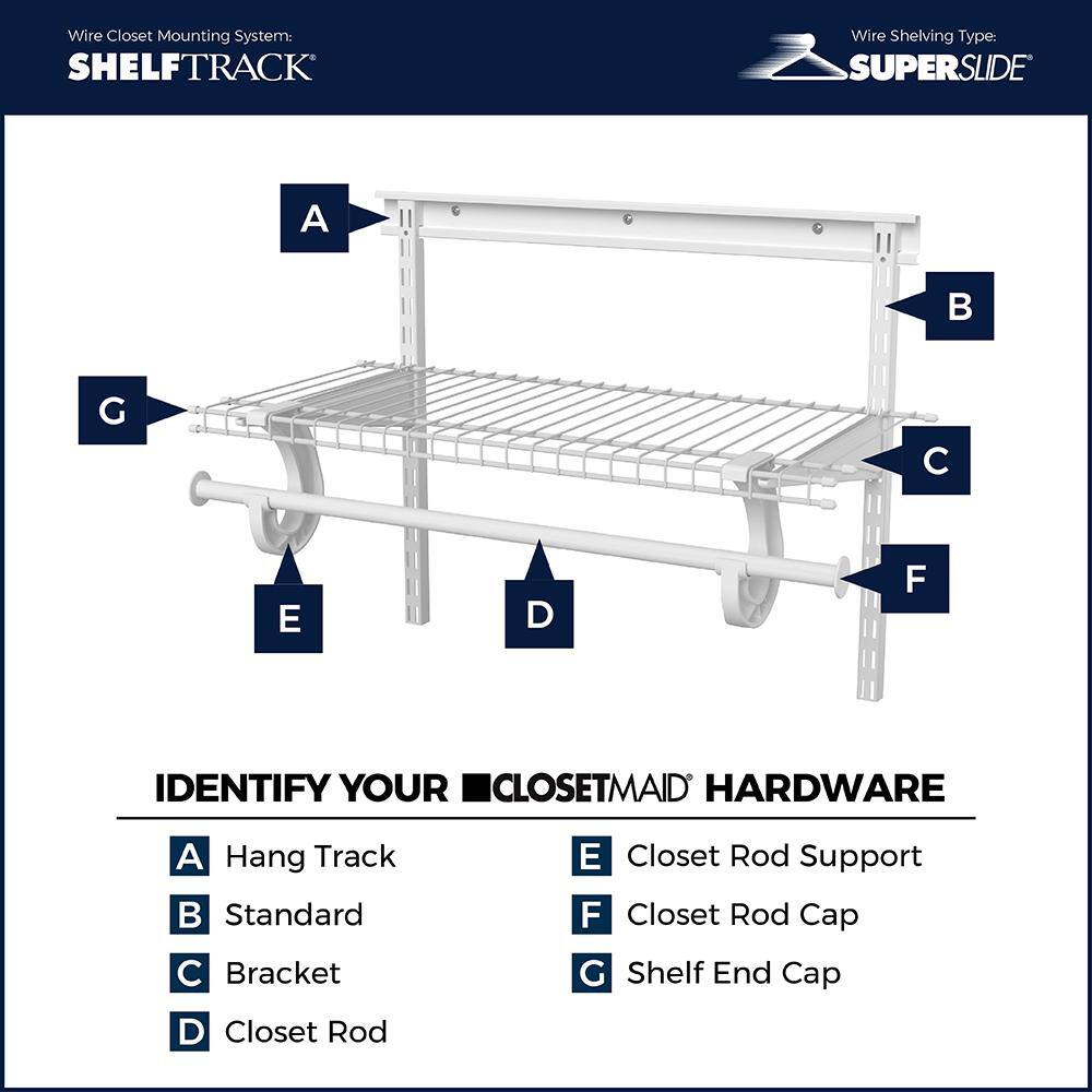 ClosetMaid ShelfTrack 12.25 in. D x 36.25 in. W x 3 in. H White Wire Book Shelf Steel Closet System 2283