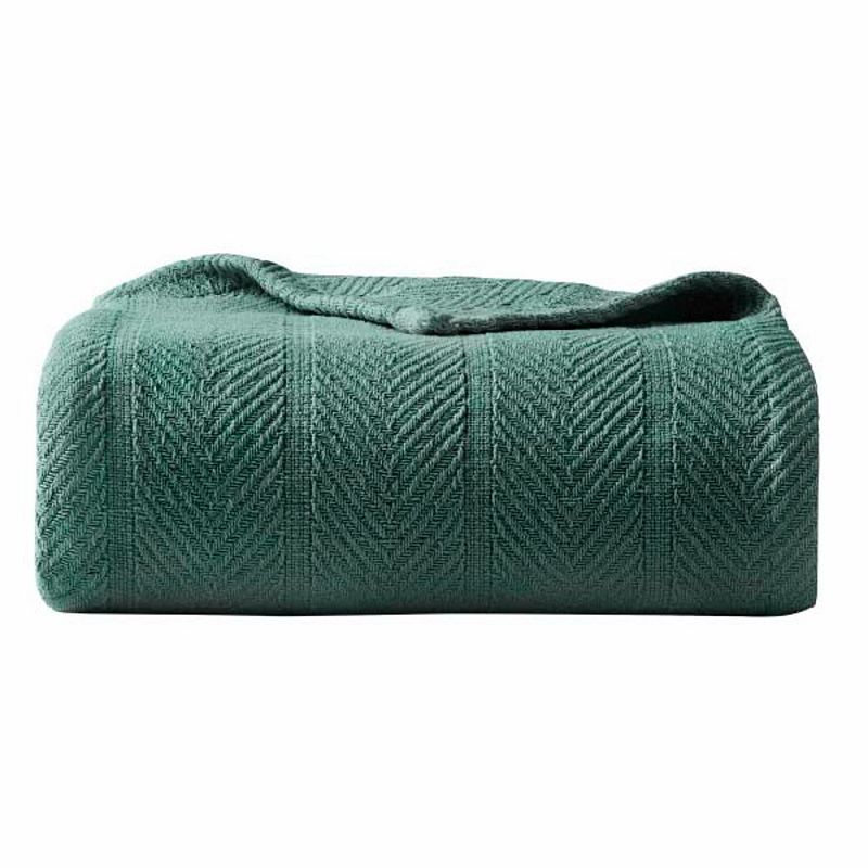 Eddie Bauer Herringbone Green Blanket