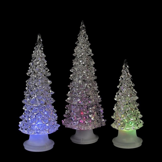 Northlight Set Of 3 Clear Color Changing Led Lighted Christmas Trees