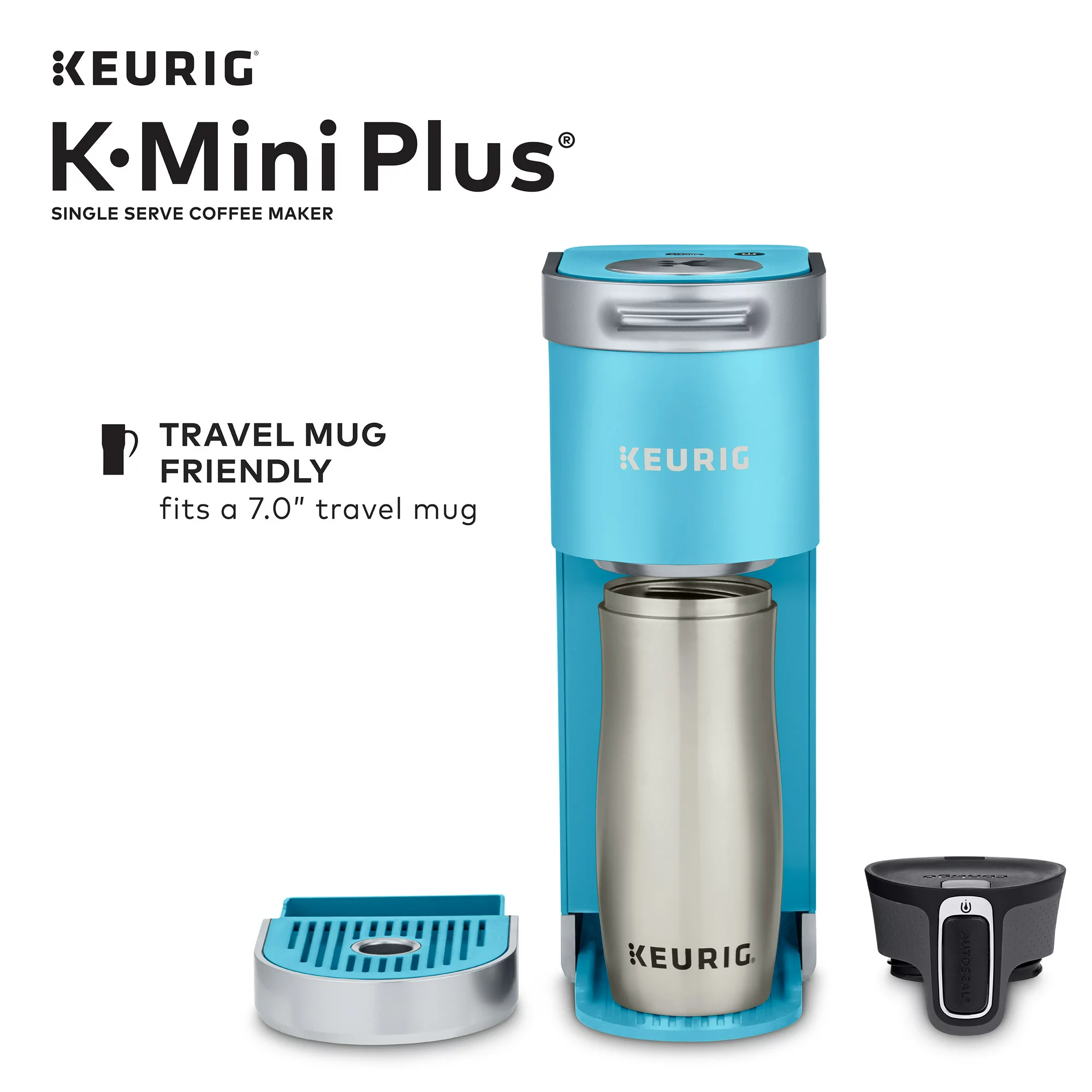 Keurig K-Mini Plus Single Serve K-Cup Pod Coffee Maker， Cool Aqua