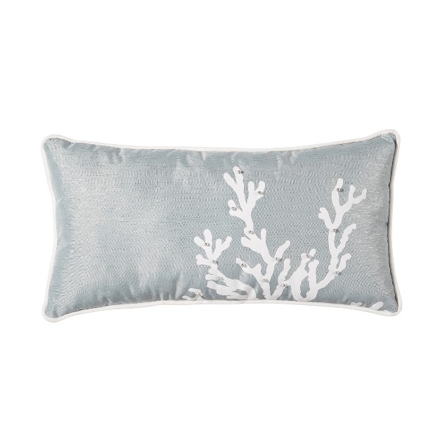 X 9 quot Seafoam Blue Coral Oblong Embellished Throw Pillow