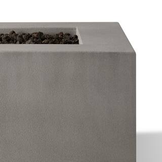 JENSEN CO Matteau 40 in. Square Concrete Composite Propane Fire Table in Flint with Vinyl Cover 141LP-FLNT