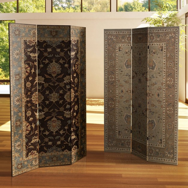 Double Sided Persian Rug Canvas Room Divider Beige Oriental Furniture